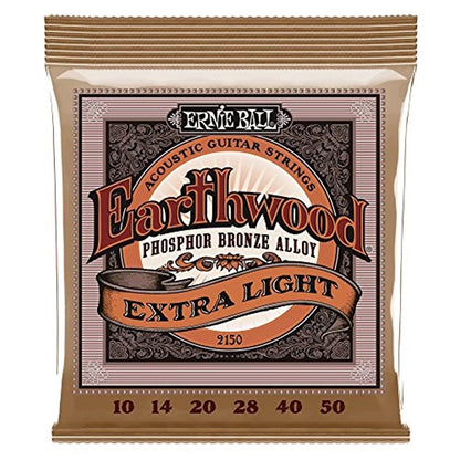 6 PACK Ernie Ball P02150 Earthwood Extra Light Phosphor Bronze Acoustic String Set, .010 - .050