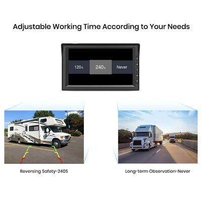 Auto-Vox Solar RV Backup Camera 2 Channel Wireless Reverse Camera Systems, 7" Monitor Rear View Back Up Camera for Campervans, Trailer