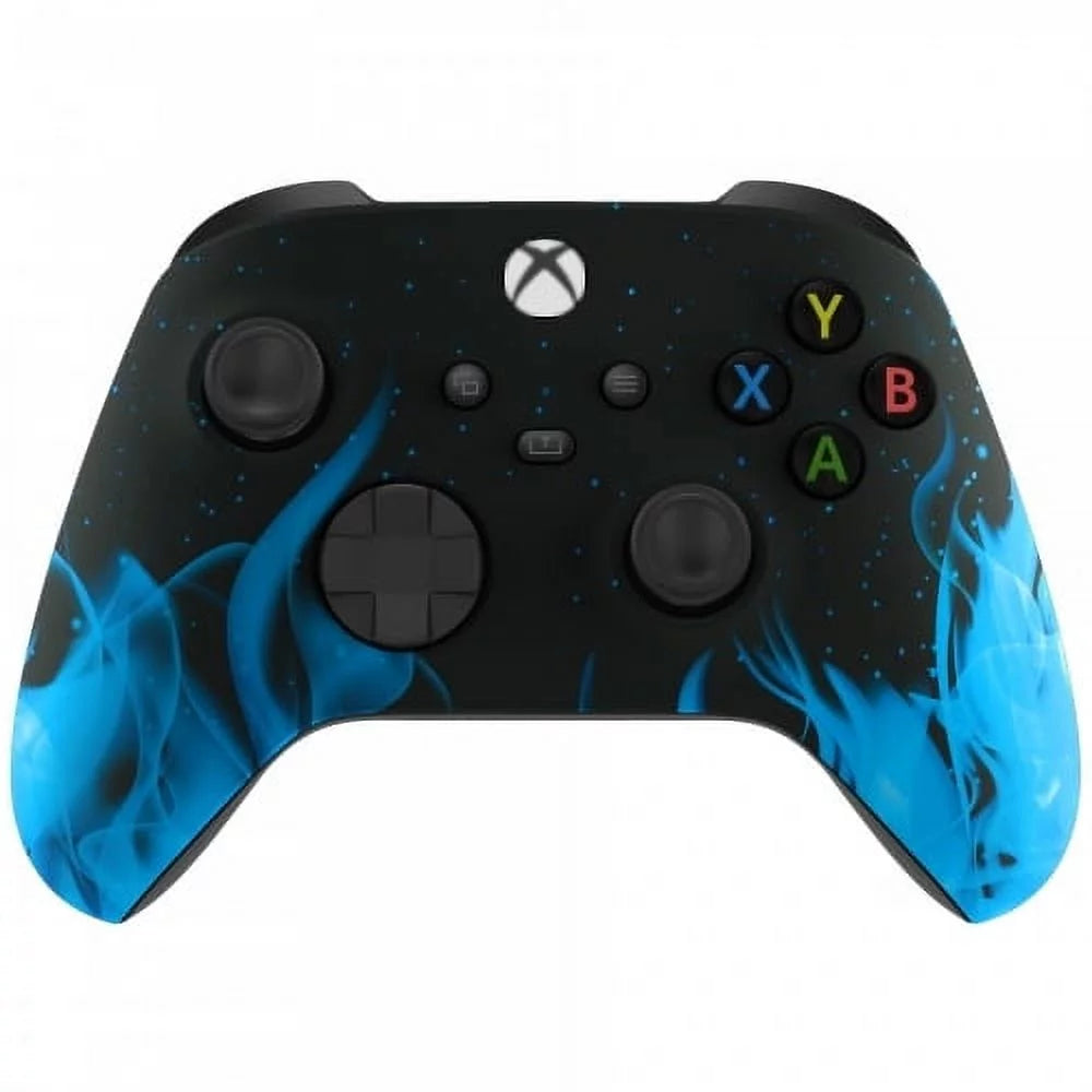 Xbox Series / One Modded Custom Rapid Fire Controller Blue Flames Soft Touch With White LED X