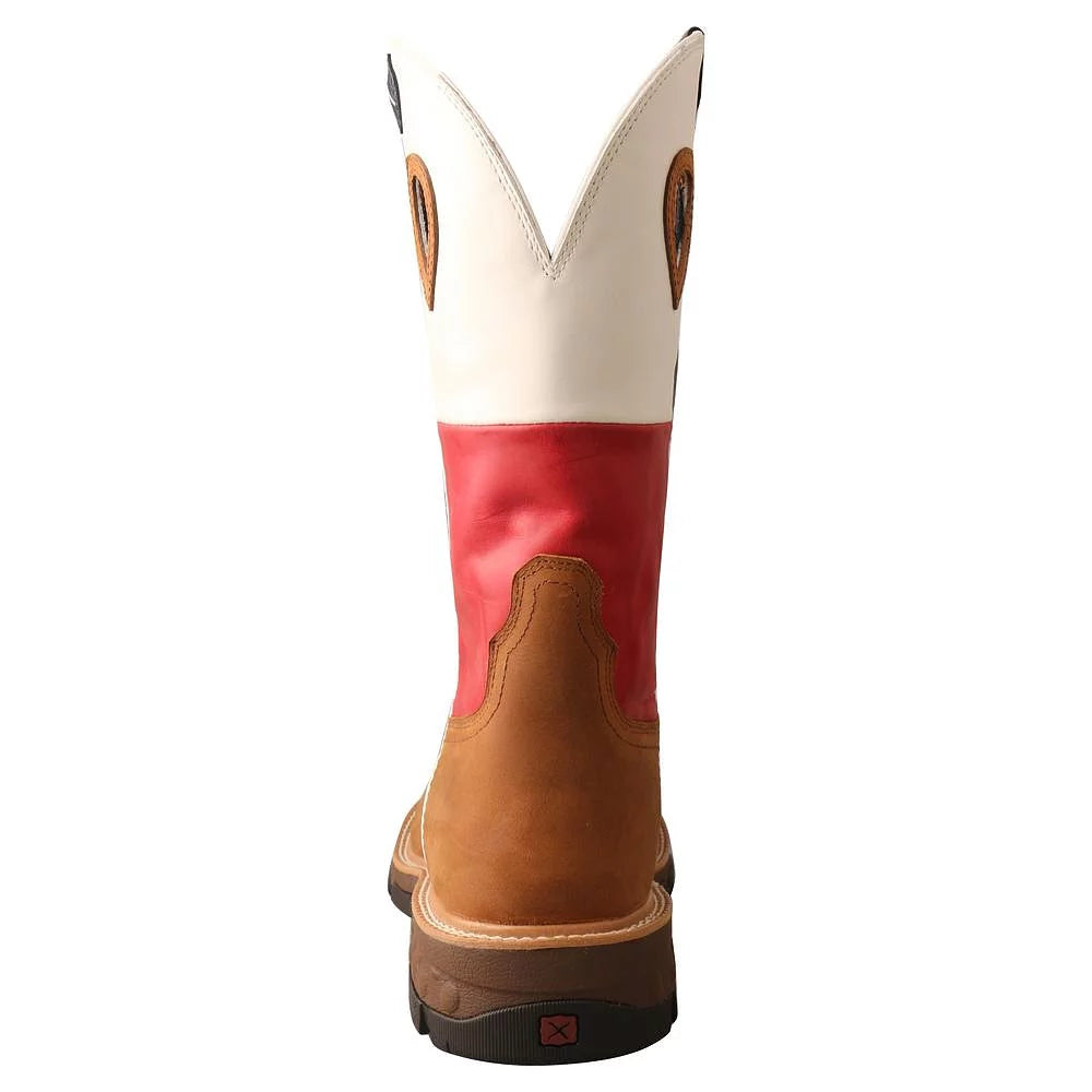 Twisted X Boots MXB0007 Men`s Twisted X Light Brown 12` Texas Flag Soft Toe Work Boot Brown 9 D