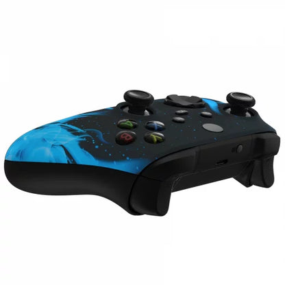 Xbox Series / One Modded Custom Rapid Fire Controller Blue Flames Soft Touch With White LED X