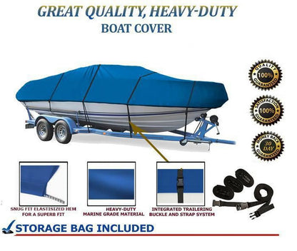 BLUE, GREAT QUALITY BOAT COVER Compatible for SYLVAN ADVENTURER 1600 TILLER 2000-2001