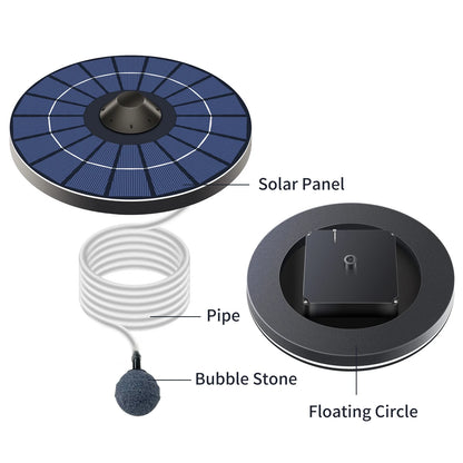 Solar Pond Aerator Pump With Air Hose and Bubble Stone Pond Aerator Fish Oxygenator for Birdbath Fountain Small Pond Circulation