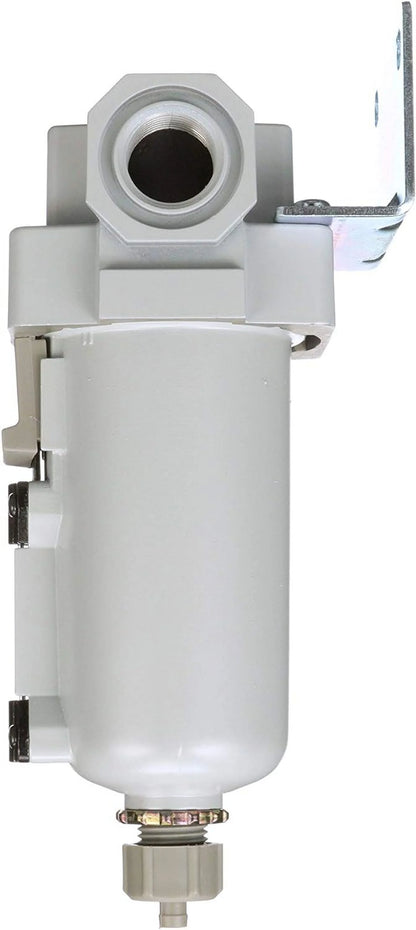 Compressed Air Coalescing Filter, 0.01 Micron 1/2" NPT - Metal Bowl, Manual Drain, Bracket