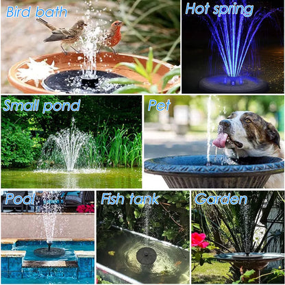 Shinysix Solar Fountain Pump 3W, Bird Bath Fountain with 7 Spray Patterns for Garden Pond Pool