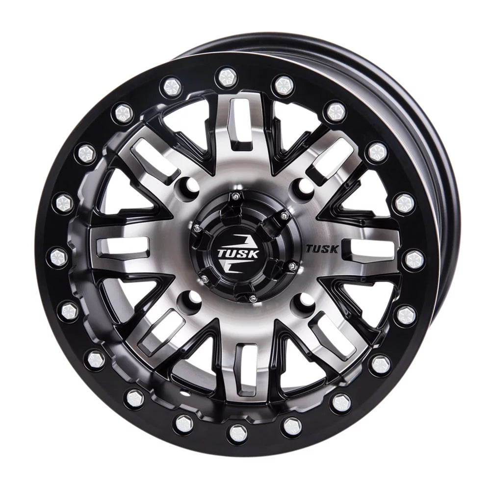 4/156 Tusk Teton Beadlock Wheel 15x7 5.0 + 2.0 Machined/Black For YAMAHA Wolverine RMAX 2 1000 Sport 2022