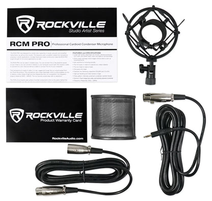 Rockville RCM PRO Studio/Recording Podcast Condenser Microphone+Isolation Shield