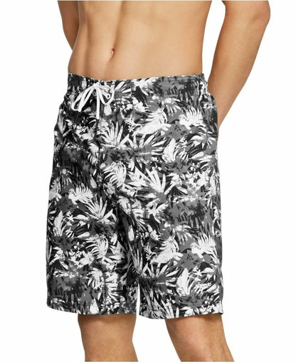 Speedo Men's Bondi Ombré Gradient Floral 2-Way Stretch 9" Board Shorts Black-Med