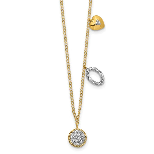 14k Diamond Two Circle and Heart 18 inch Necklace QPM4700-010-YA