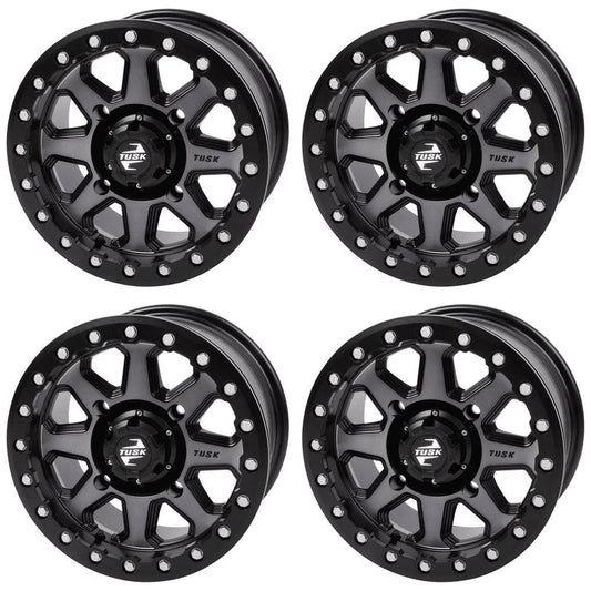 (4 Pack) 4/137 Tusk Uinta Beadlock Wheel 15X7 6.0 + 1.0 Gunmetal/black For Can-Am Defender Hd10 Pro Dps 2020-2023