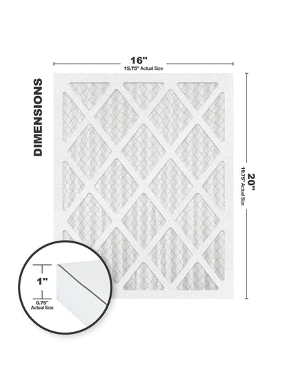 16x20x1 (15.75 x 19.75) Accumulair MERV 8 Filter (4 Pack)