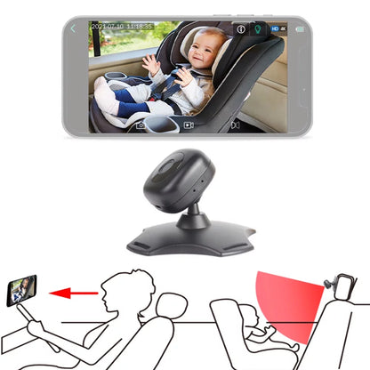 WiFi Baby Car Monitor Wireless Monitor Camera for Baby Rear Facing Chair 360° Rotation Night Vision USB Powered Baby Car Mirror Camera