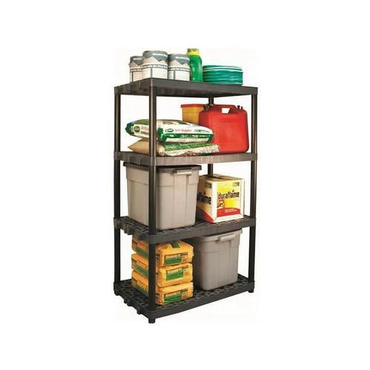 91093-1C-20 Shelving Unit, 4 Shelves, Heavy-Duty Plastic, Black, 24 x 36 x 61.5-In. - Quantity 1