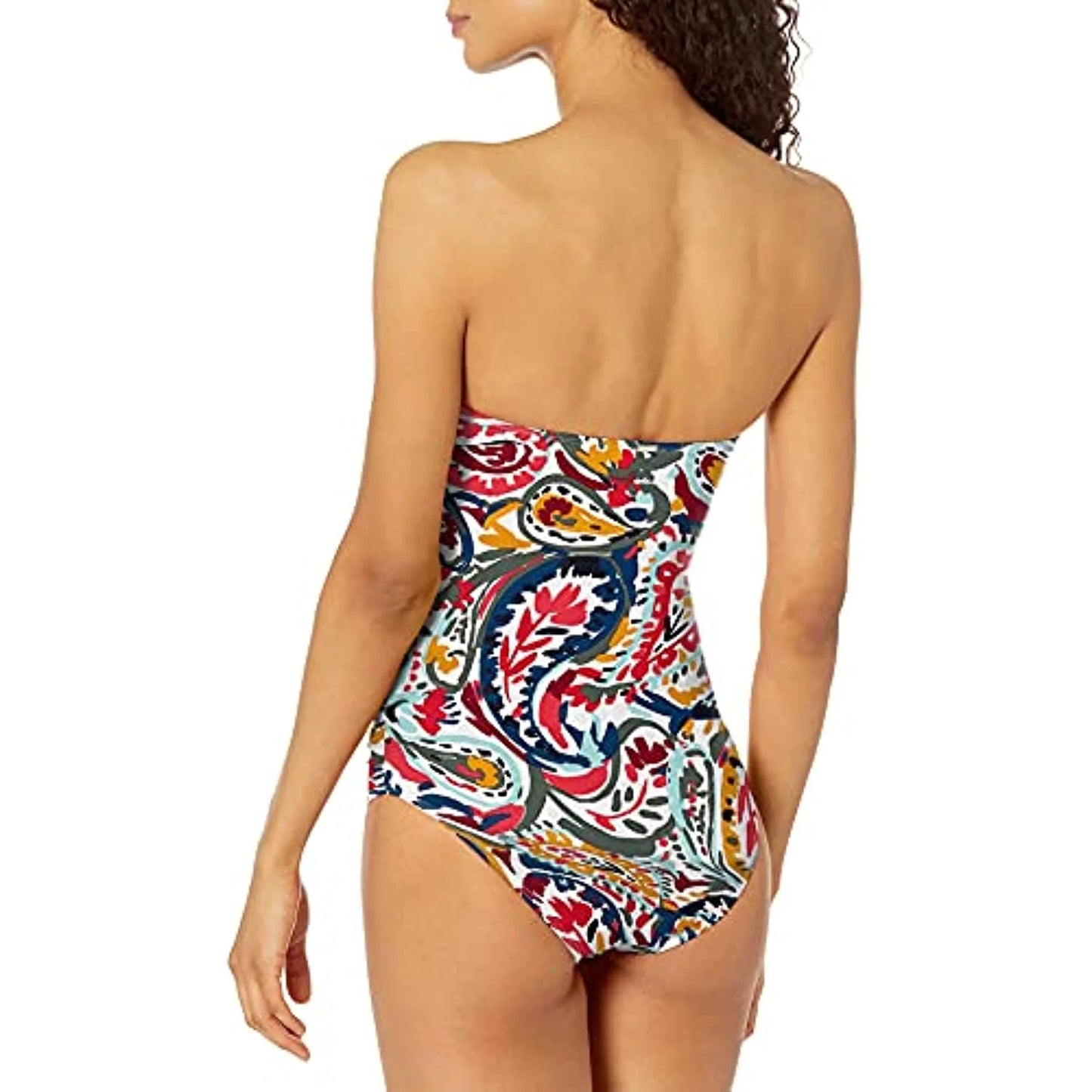 Anne Cole Womens Paisley Twist Bandeau One Piece Swimsuit 10 Multi