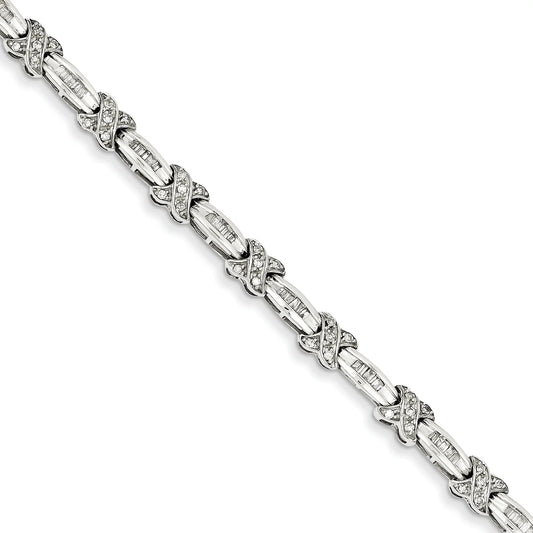 14k White Gold Diamond X Bracelet. Carat Wt- 0.98ct