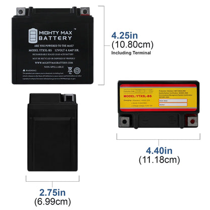 YTX5L-BS Battery Replaces Kymco Super 9 - 50 2000 + 12V 1Amp Charger