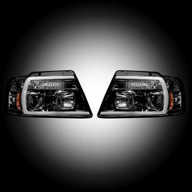 Recon Smoked Black Projector Headlights Kit For 04-08 Ford F150 (264198BKC)