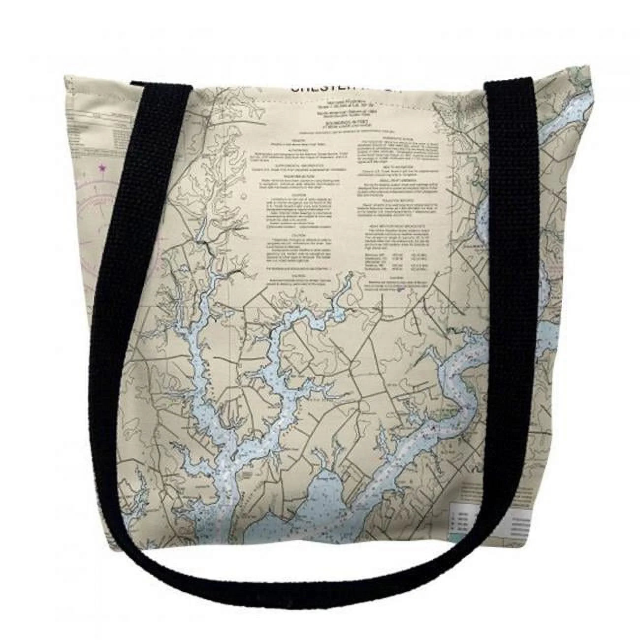 Betsy Drake TY12272CTM 16 x 16 in. Chester River Maryland Nautical Map Tote Bag - Medium