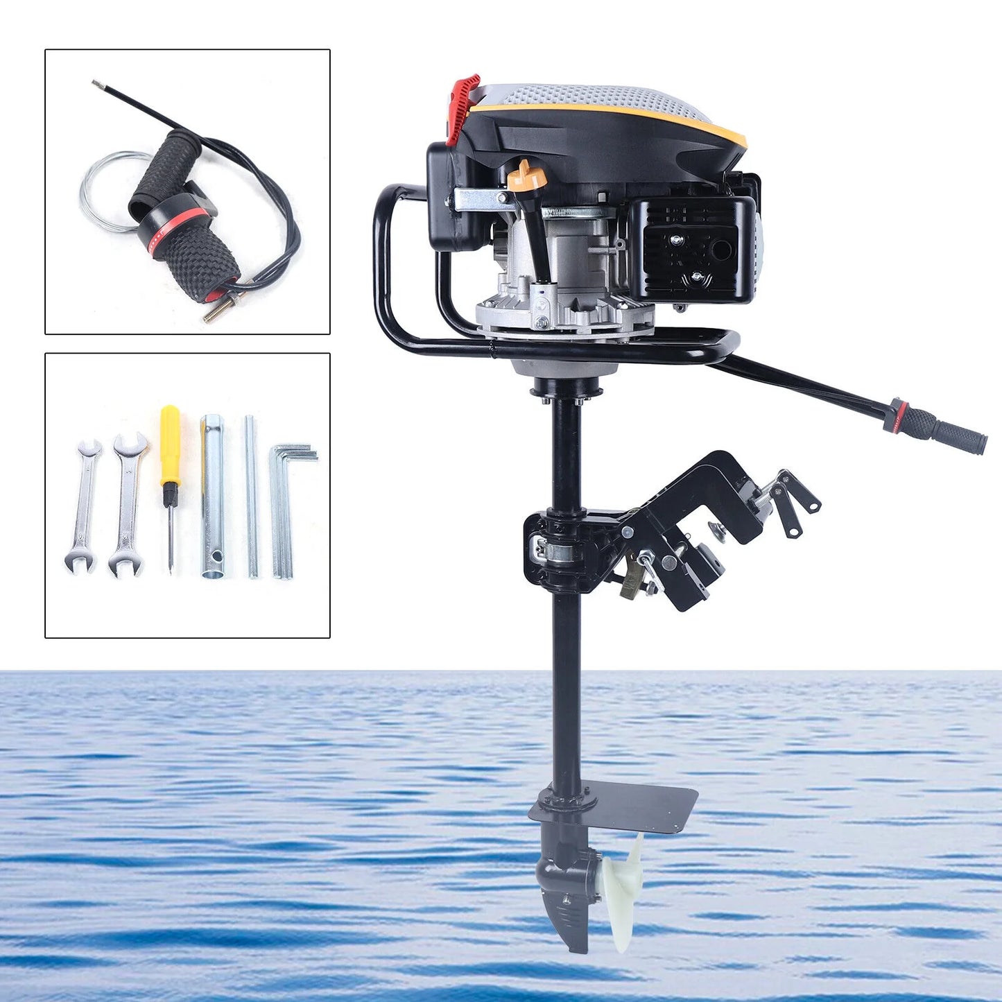 YIYIBYUS 4 Stroke 4.3KW Outboard Engine,225CC Air Cooling System Outboard Boat Motor Heavy Duty Outboard Motor Propeller Boat Engine