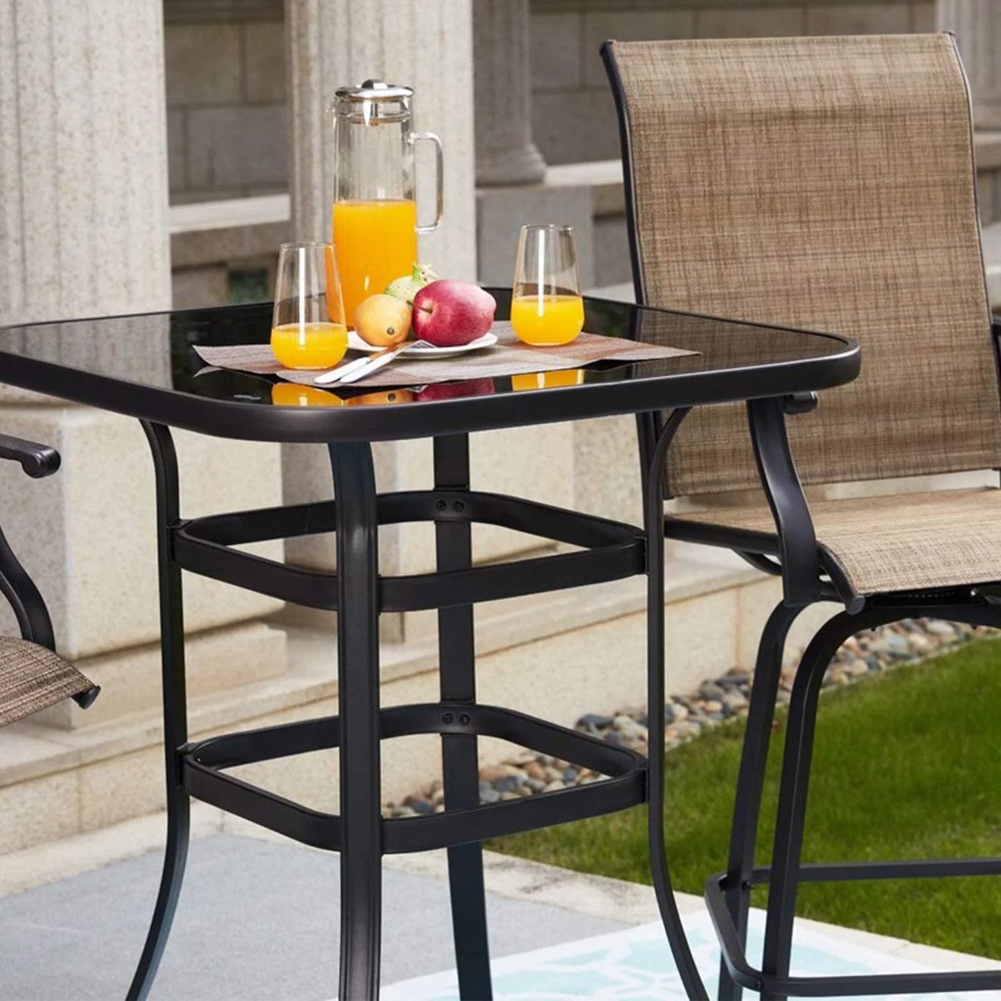 Zoey Strong Glass Bar Table For Deck Use