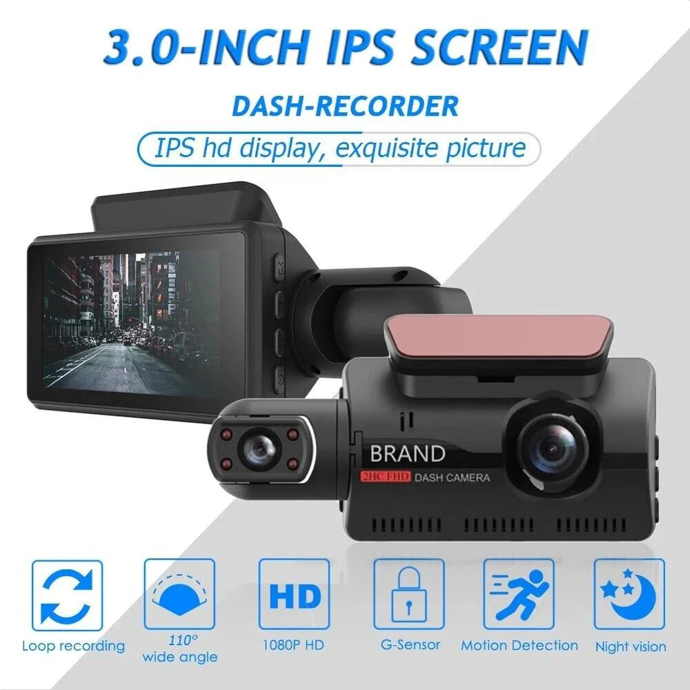 1080P WIFI Dash Cam Front And Rear And Interior 3 Cameras With GPS Dual Lens Car DVR Night DashCam Vehicle Camera Auto