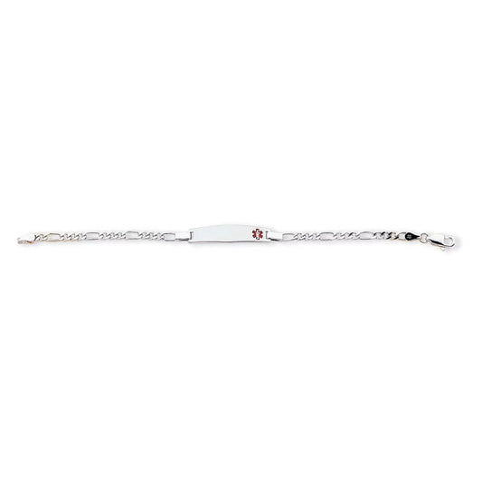 Sterling Silver Rhodium-plated Medical ID Figaro Link Bracelet XSM19