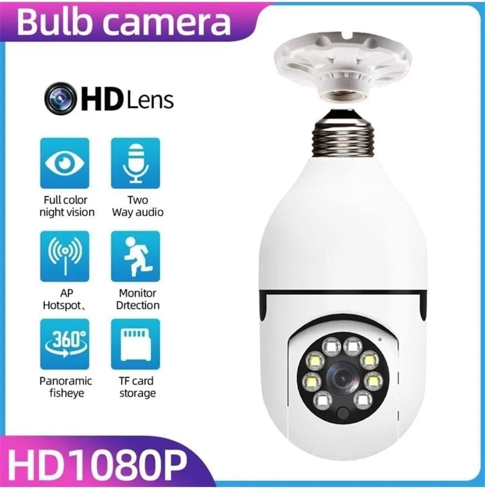 SPBPQY Light Bulb Camera, 2 Pack Security Camera 1080p, 360 Surveillance Camera (2.4GHz WiFi)