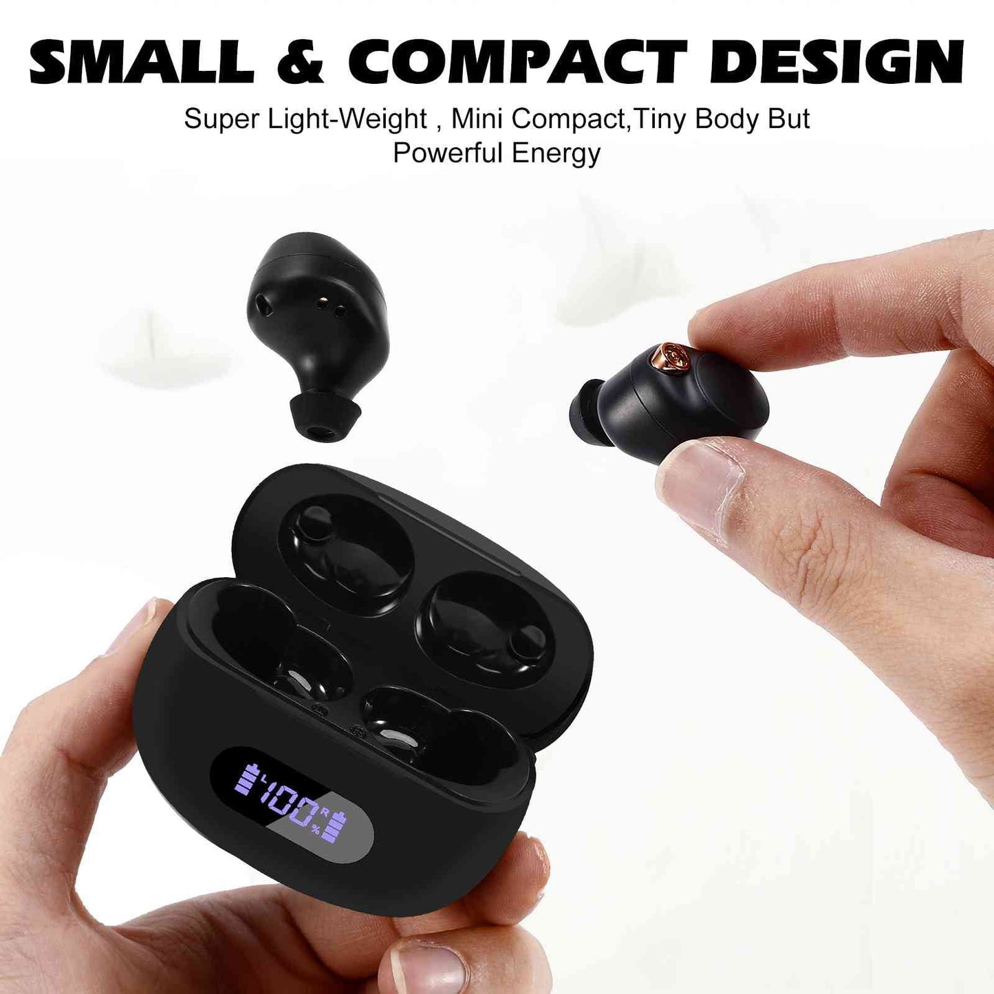 UrbanX True Wireless Bluetooth Earbuds + Charging Case, Black, Dual Connect, IPX5 Water Resistance, Bluetooth 5.2 Connection, Balanced, Bass Boost Compatible with Lenovo Pad