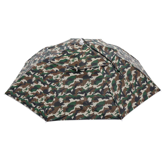 Uxcell OD 37.4" Umbrella Hat, Oxford Fabric Folding Double Layer Sun Rain Cap with Adjustable Strip, Camo