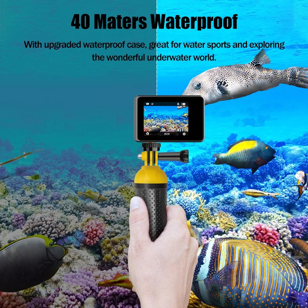 4K 24MP Dual Screen Sport DV Camcorder 2.0 Inch Screen 170° Wide Angle EIS 40m Waterproof WiFi with Macro CPL ND4 8 16 Purple Lens for Outdoor Sports