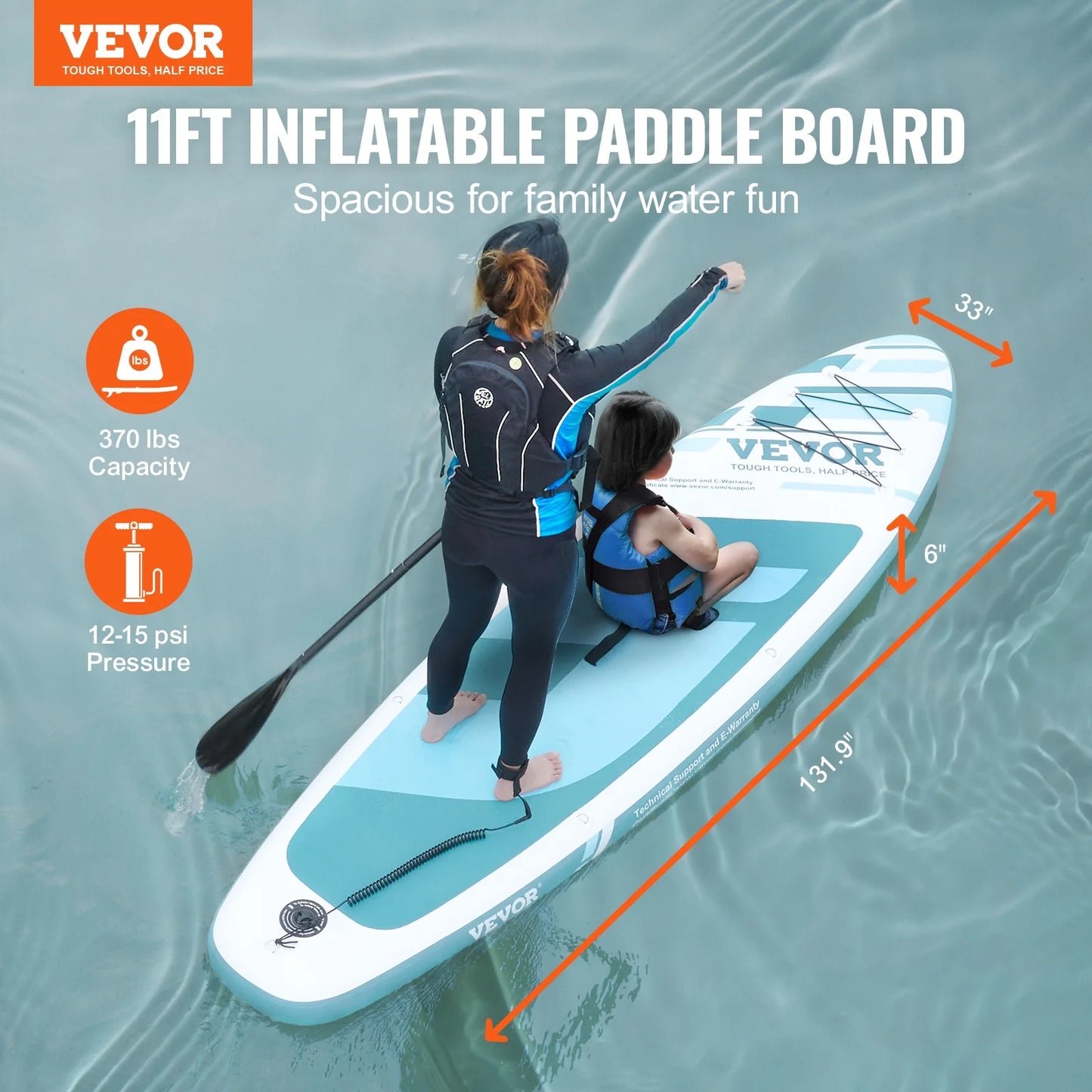 SKYSHALO 11' Sup Inflatable Stand Up Paddle Board Surf Board with Paddle Accessory