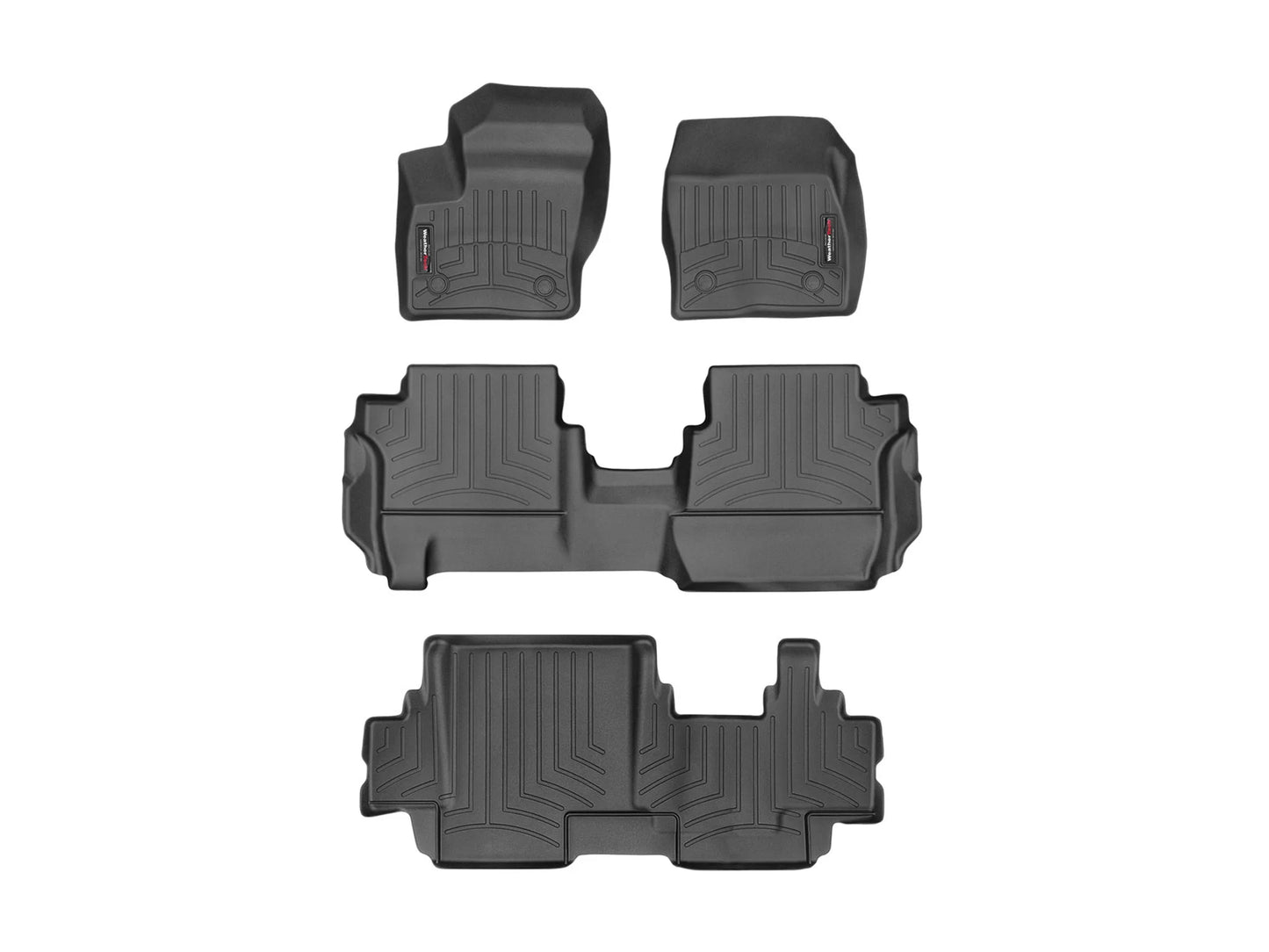 WeatherTech Custom Fit FloorLiners compatible with 2018-2023 Ford Transit Connect - Complete Set (1st, 2nd, & 3rd Row), Black