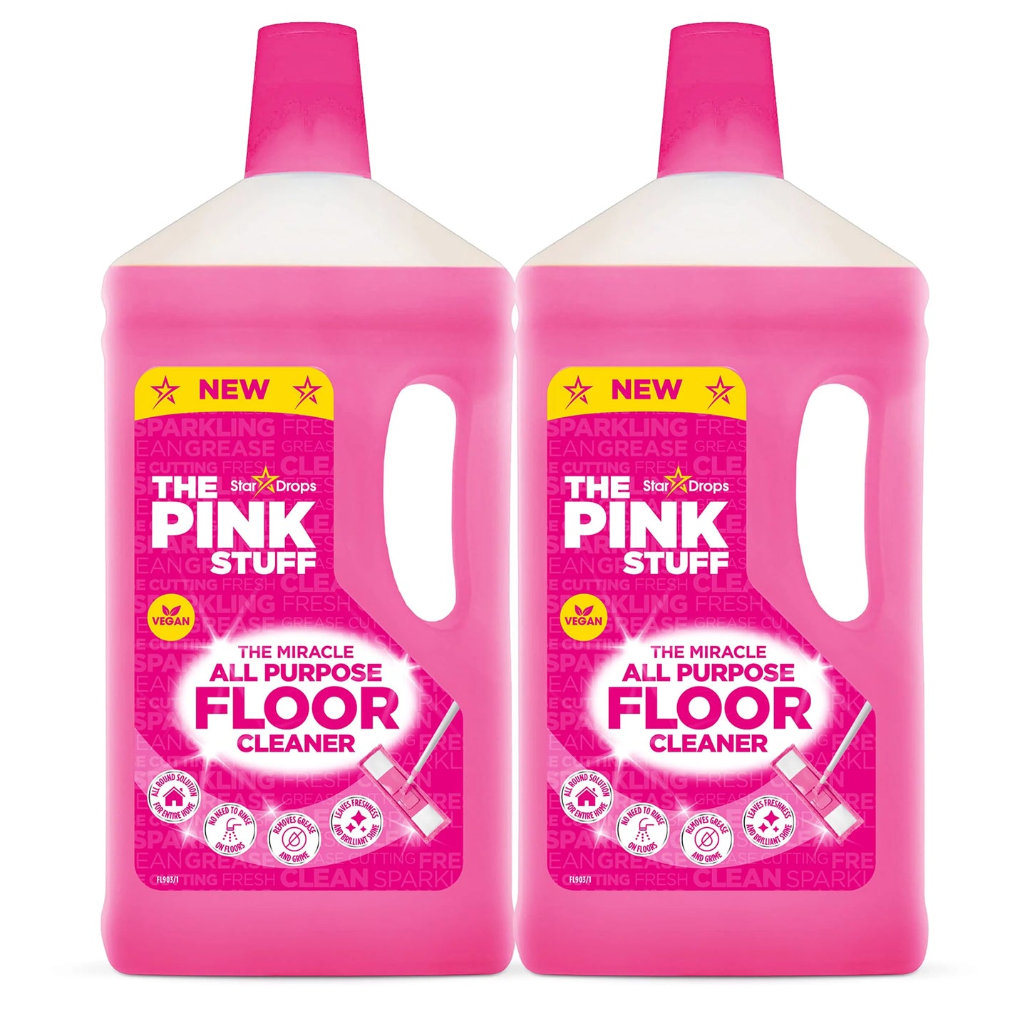 Stardrops - The Pink Stuff - The Miracle All Purpose Floor Cleaner - Pack Of 2, 67.6 Fl Oz (82375)