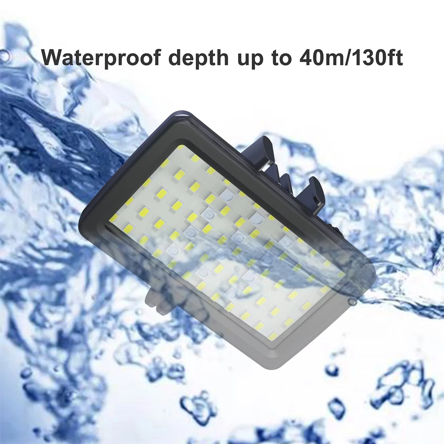 Tomshoo SL-20 Waterproof RGB Fill Video 8 Modes CRI95+ Dimmable IPX8 Underwater 40M Built-in Rechargeable Battery for Diving Snorkeling Underwater Photography Video Replacement for