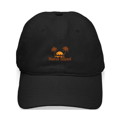 CafePress - Marco Island Palm Trees Design. Black Cap - Printed Adjustable Cotton Canvas Black Baseball Hat