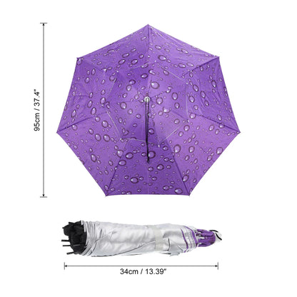 Uxcell OD 37.4" Umbrella Hat, Oxford Fabric Folding Double Layer Sun Rain Cap with Adjustable Strip, Purple