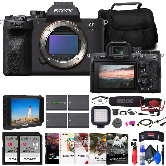 Sony a7 IV Mirrorless Camera + 4K Monitor + Rode VideoMic + 2 x 64GB Cards + More