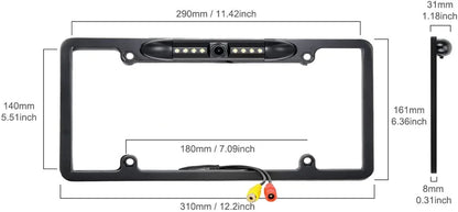 Backup Camera Rearview License Plate Frame for JVC KWM150BT KW-M150BT Black