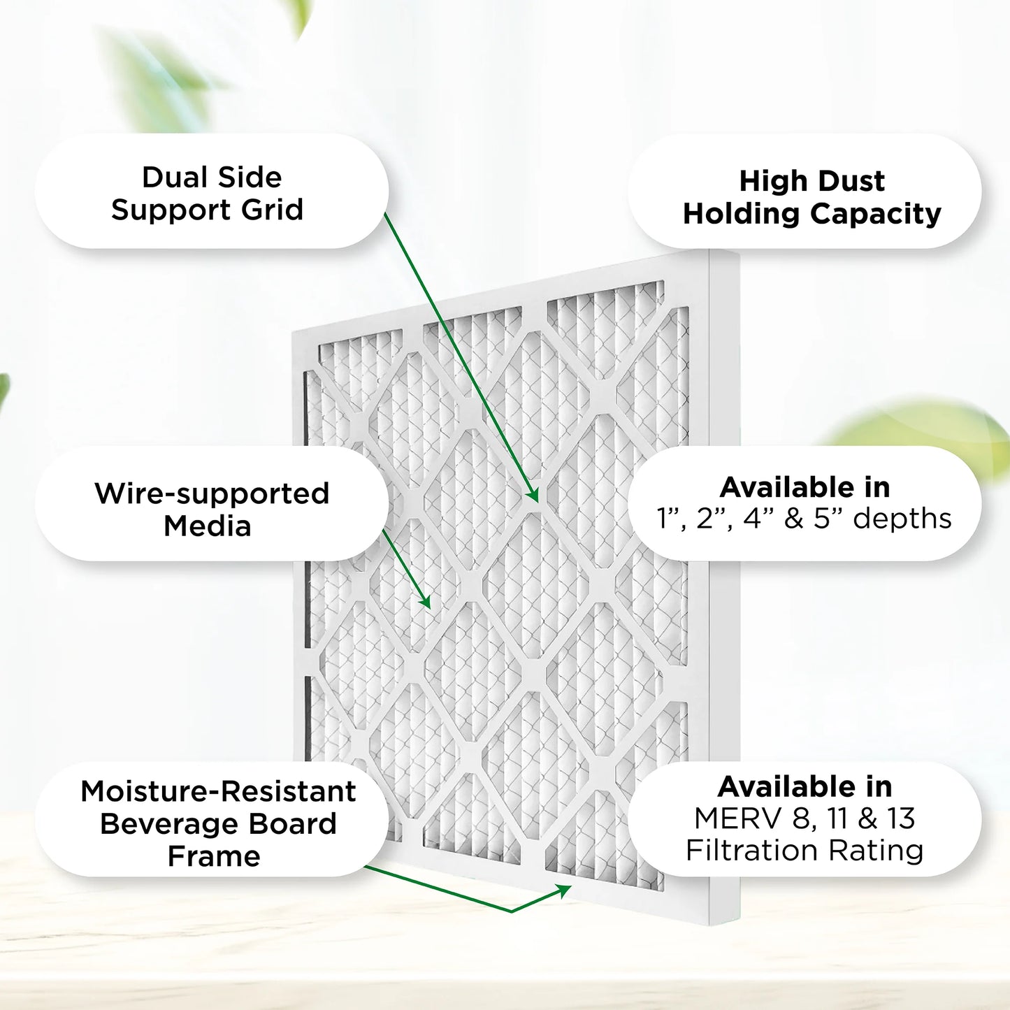 18x24x4 MERV 11, MPR 1000 Pleated AC Furnace 4" Air Filters by Pamlico. Case of 6. Actual Size: 17-1/2 x 23-1/2 x 3-3/4