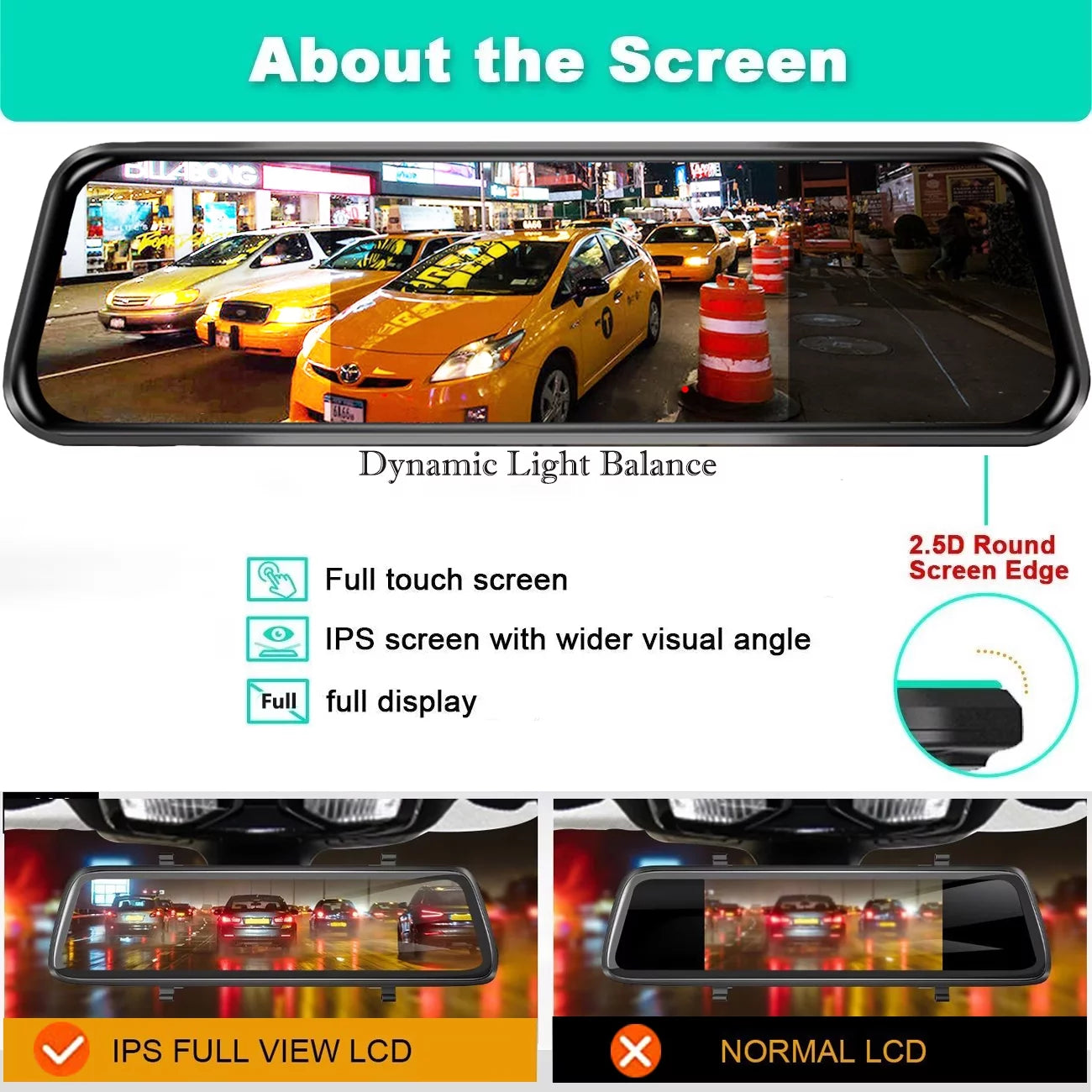 10" Touch Screen Mirror Dash Camera, 1080P Dual Dash Cam Kit Front and Rear View, Backup Camera for Cars, Super Night Vision, Motion Detection,Reversing Assistance, Loop Recording