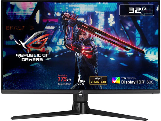 ASUS ROG Strix 32? 1440P Gaming Monitor (XG32AQ) - QHD (2560 x 1440), Fast IPS, 175Hz (OC), 1ms, G-SYNC compatible, Variable Overdrive, Eye Care, DisplayHDR 600, DisplayPort, HDMI, USB, 96% DCI-P3