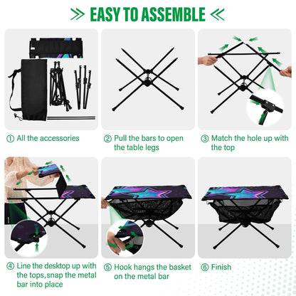 Shiny Star Camping Folding Table Portable Beach Table with Storage Bag Compact Picnic Table for Outdoor Travel Fishing BBQ