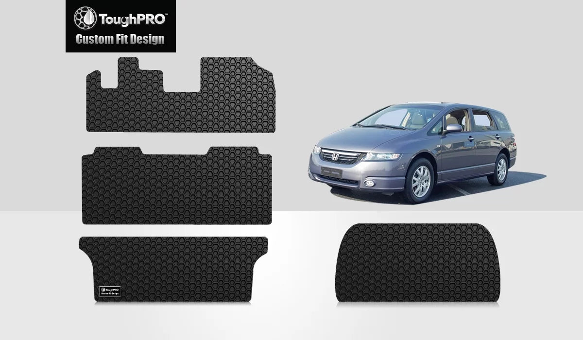 ToughPRO - Full Set with Cargo Mats Compatible with HONDA Odyssey - All Weather Heavy Duty (Made in USA) - Black Rubber - 2001