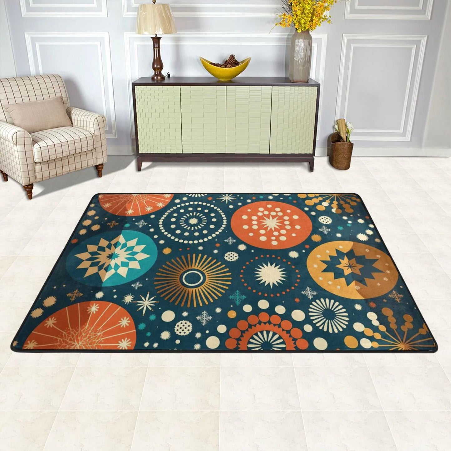 XMXY Abstract Squares Background Area Rugs Doormat Outdoor Entrance, Facecloth Non-slip Floor Mat Rug for Living Room Kitchen Sink Area Indoor,36"x24"