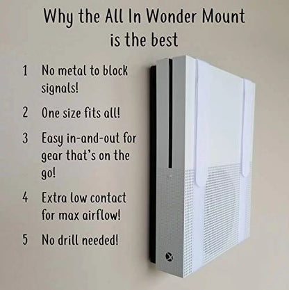 The All-in Wonder Mount by Mount Genie (1-Pack): The Easiest Wall Mount for All Components Routers Modems Xbox Playstation DVRs | One Size Fits All | Designed for Home and Business (White)