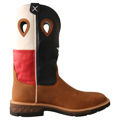 Twisted X Boots MXB0007 Men`s Twisted X Light Brown 12` Texas Flag Soft Toe Work Boot Brown 9 D