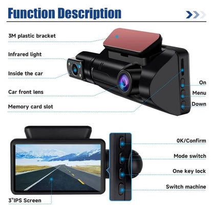 SYTHERS 1080P Dash Cam Night Vision Dash Camera Front and Rear 170° Wide Angle Loop Recording