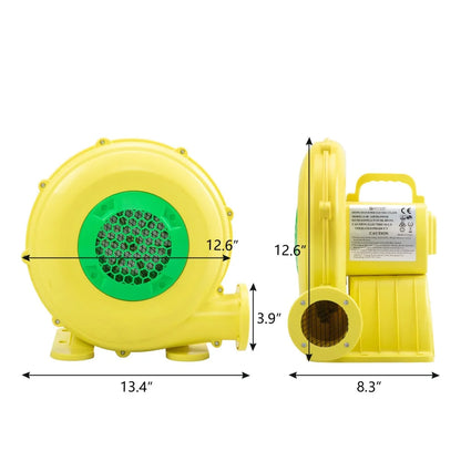 450W Outdoor Indoor Air Blower, Pump Fan for Inflatable Bounce Castle, Water Slides, Safe, Portable - Yellow and Green