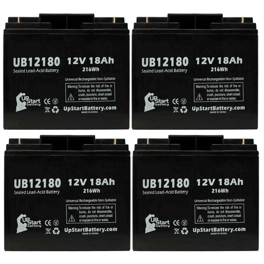 4x Pack - Compatible CSB BATTERY OF AMERICA GP12150F Battery - Replacement UB12180 Universal Sealed Lead Acid Battery (12V, 18Ah, 18000mAh, T4 Terminal, AGM, SLA)