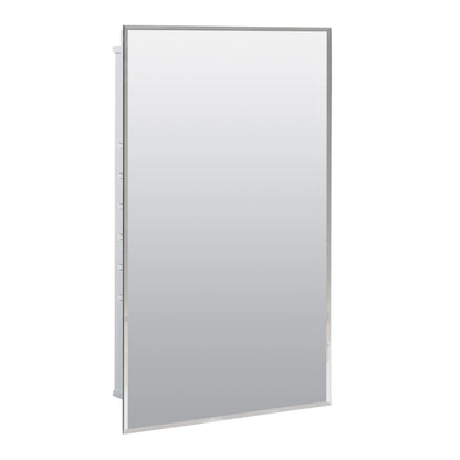 Zenna Home Frameless Mirror Rectangle Steel Medicine Cabinet, 16" x 26", Recessed or Surface-Mount